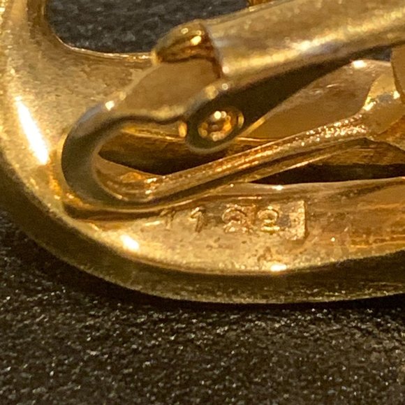 NOS D'Orlan Vintage Gold Plated Brown Crystal Baguette Clip On Earrings 1" - Picture 5 of 5